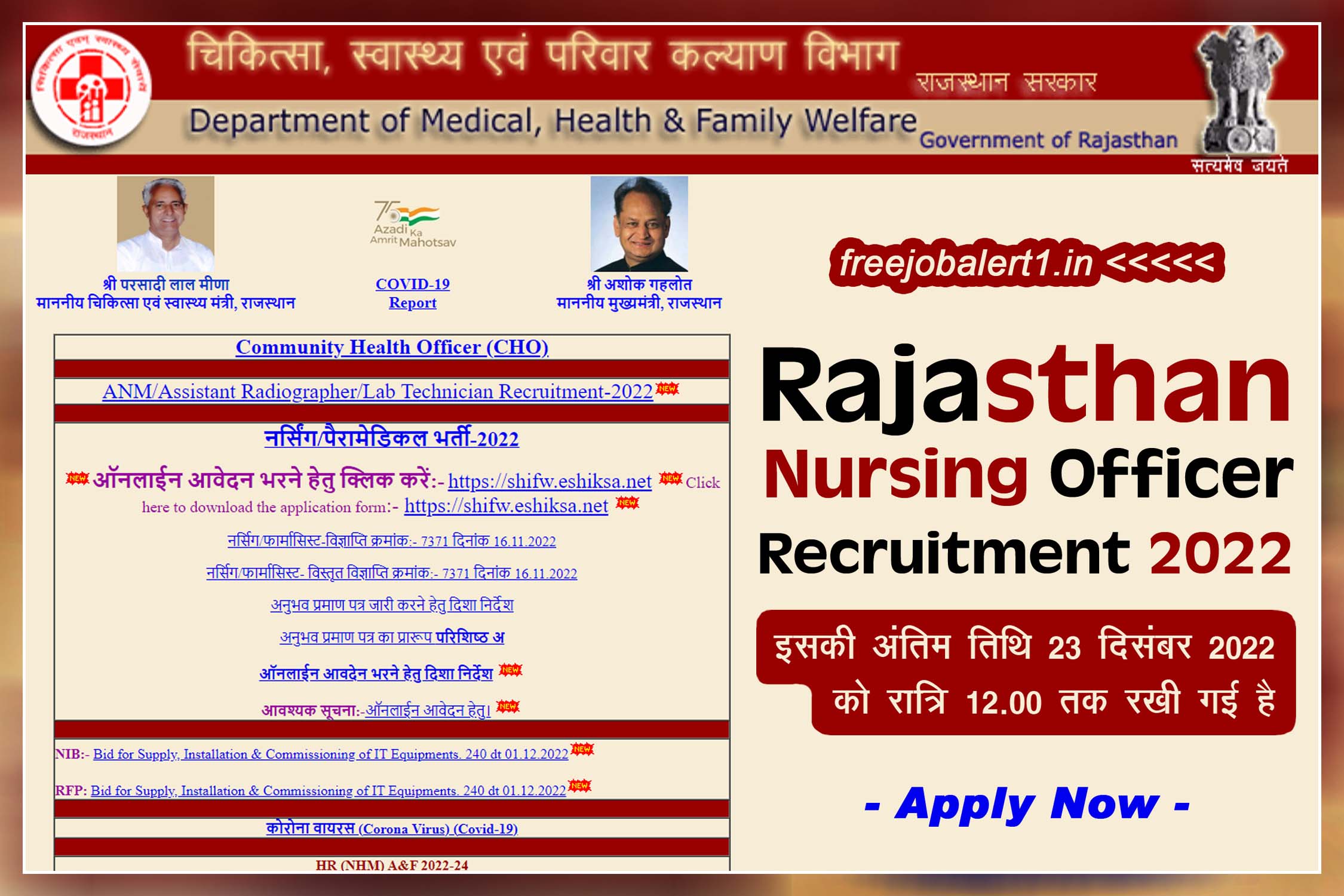 Rajasthan Nursing Officer Recruitment 2022