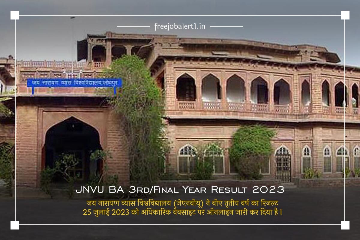 JNVU BA 3rd/Final Year Result 2023