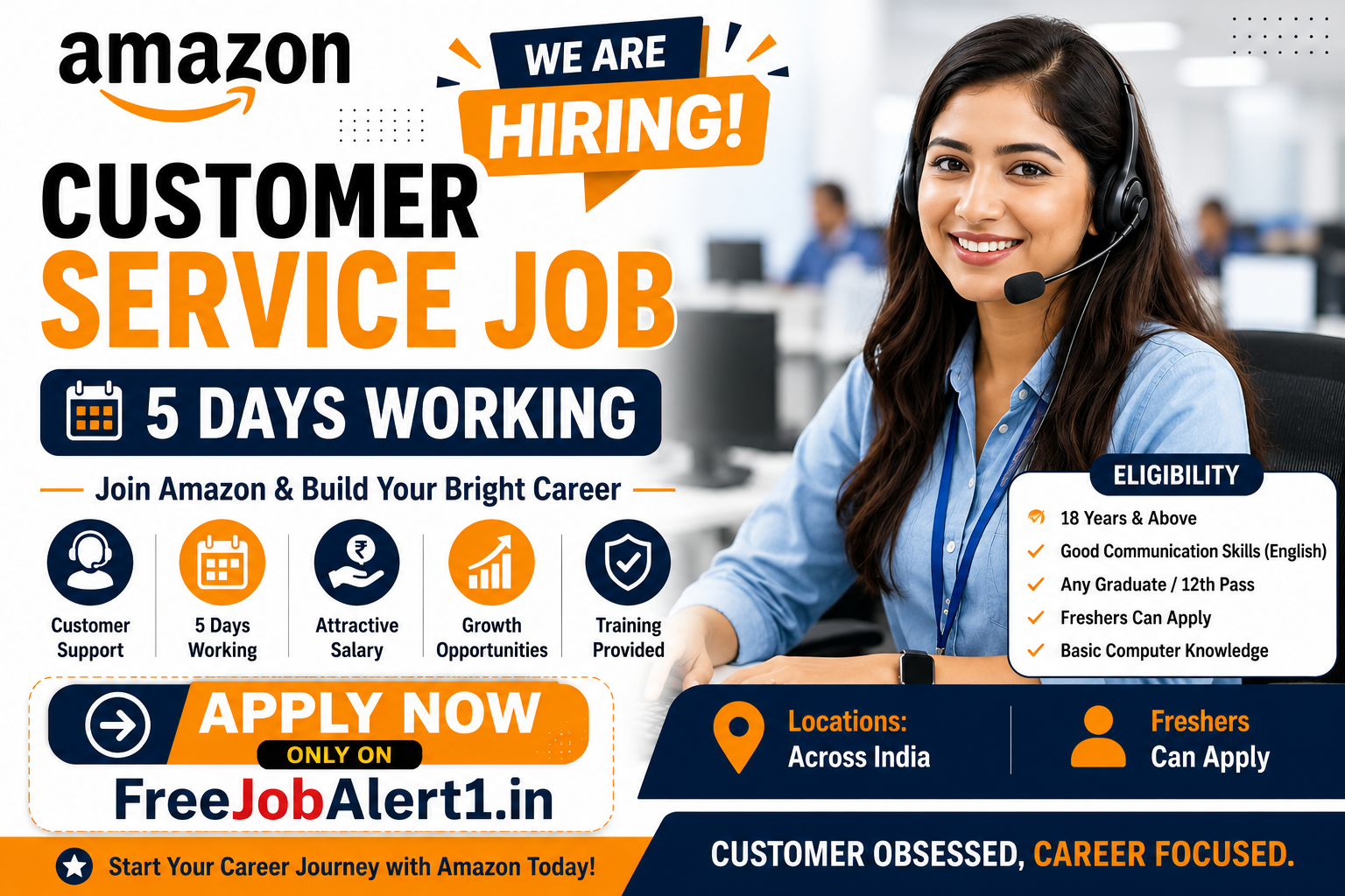 Amazon Hiring 2026 Customer Service Job, 5 Days Working – Check Eligibility & Apply Online